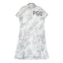 PGG PEARLY GATES パーリーゲイツ 2023年モデル ハーフジップ 半袖ワンピース 総柄 ホワイト系 1 【中古】ゴルフウェア レディース