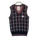 JUN&ROPE ジュン アンド ロペ ニットベスト チェック柄 ネイビー系 M 【中古】ゴルフウェア レディース