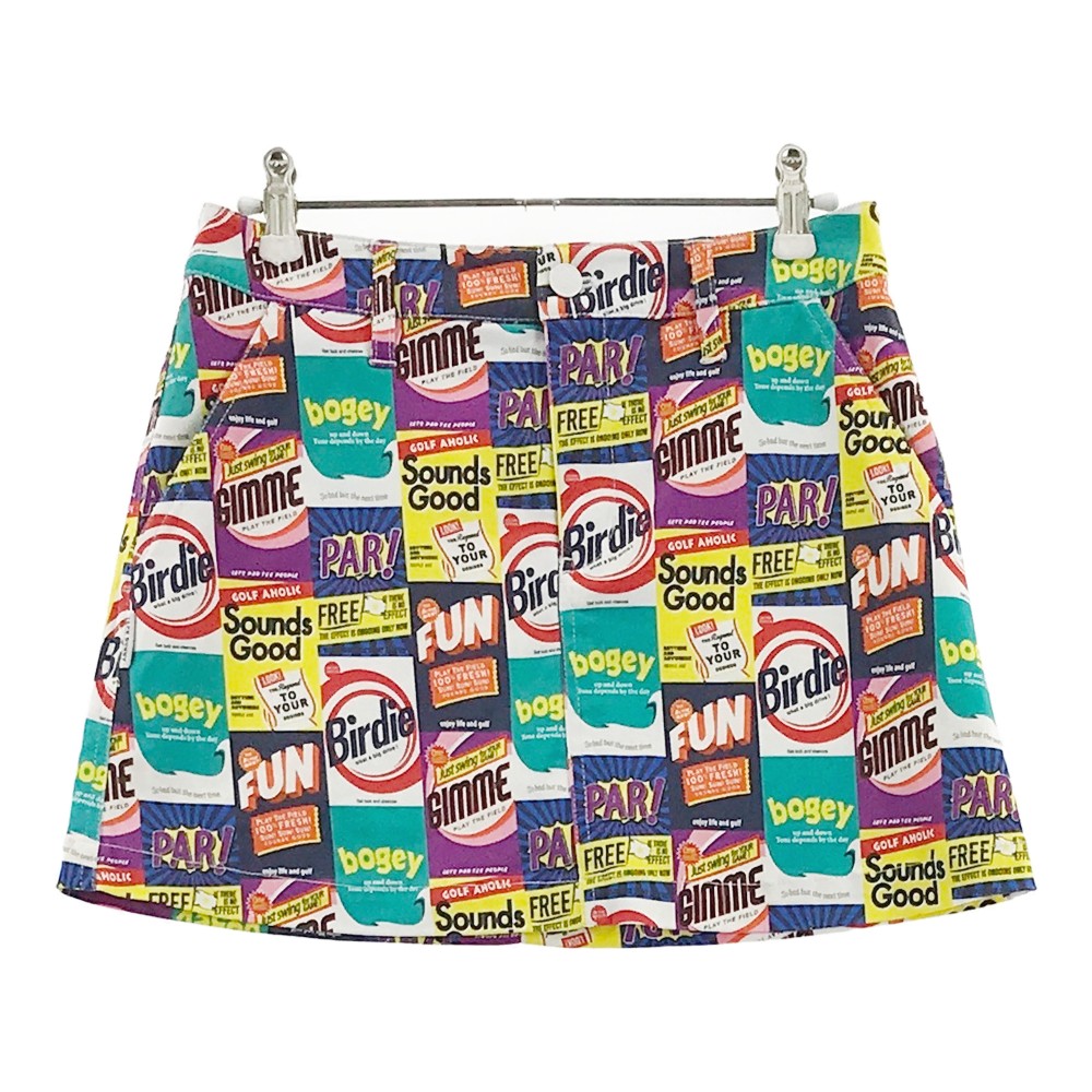 JACK BUNNY ジャックバニー インナー付 ストレッチスカート POPポスター 総柄 ホワイト系 0 【中古】ゴ..