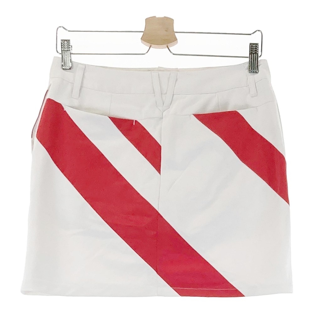 DESCENTE GOLF デサントゴルフ インナー付 ストレッチスカート 総柄 ホワイト系 L 【中古】ゴルフウェア レディース