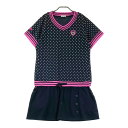 FILA GOLF フィラゴルフ 半袖ワンピース ドット柄 ブラック系 【中古】ゴルフウェア レディース