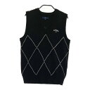 CALLAWAY キャロウェイ ニットベスト ダイヤ柄 ブラック系 M 【中古】ゴルフウェア レディース