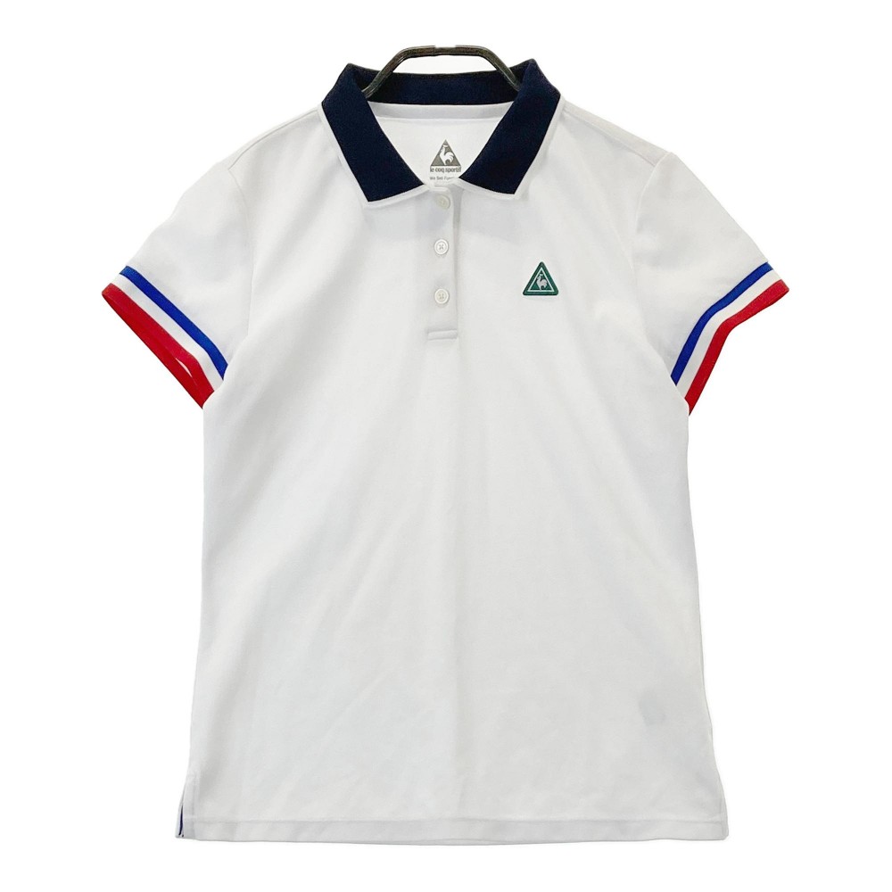 LECOQ GOLF ルコックゴルフ 半袖ポロシャツ 総柄 ホワイト系 L 【中古】ゴルフウェア レディース