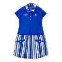 LECOQ GOLF ルコックゴルフ ポロワンピース ストライプ柄 ブルー系 S 【中古】ゴルフウェア レディース