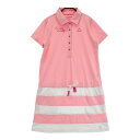LECOQ GOLF ルコックゴルフ 半袖ワンピース ボーダー柄 ピンク系 LL 【中古】ゴルフウェア レディース