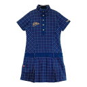 FILA GOLF フィラゴルフ ハイネック 半袖ワンピース チェック柄 ネイビー系 M 【中古】ゴルフウェア レディース