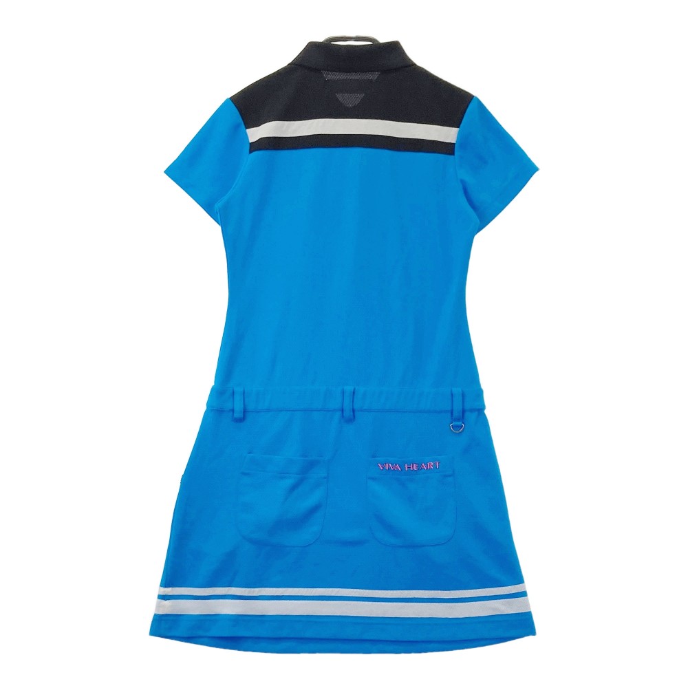 VIVA HEART ビバハート 半袖 ポロワンピース ブルー系 38 【中古】ゴルフウェア レディース
