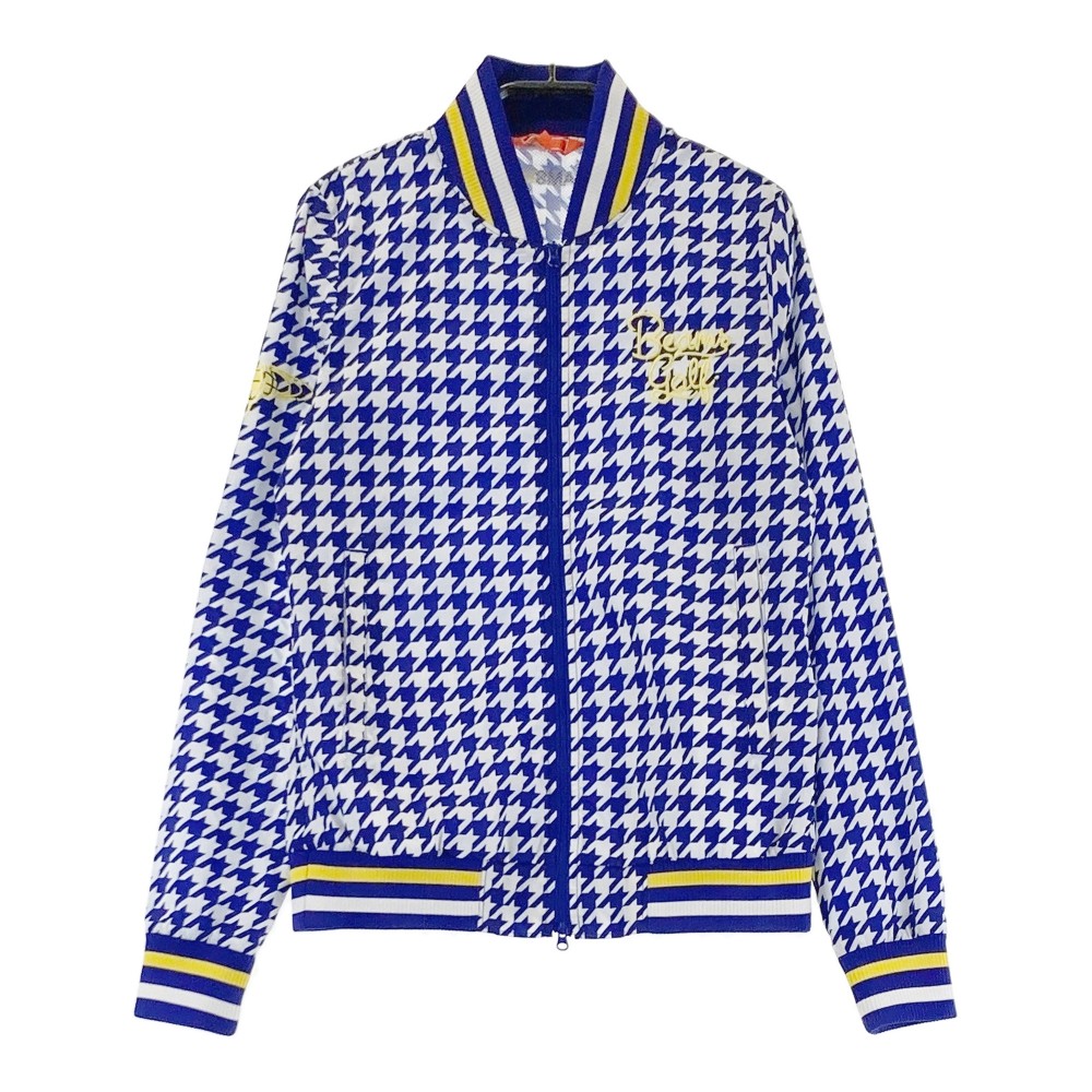 BEAMS GOLF ビームスゴルフ ジップジャケット 千鳥 ブルー系 S 【中古】ゴルフウェア レディース