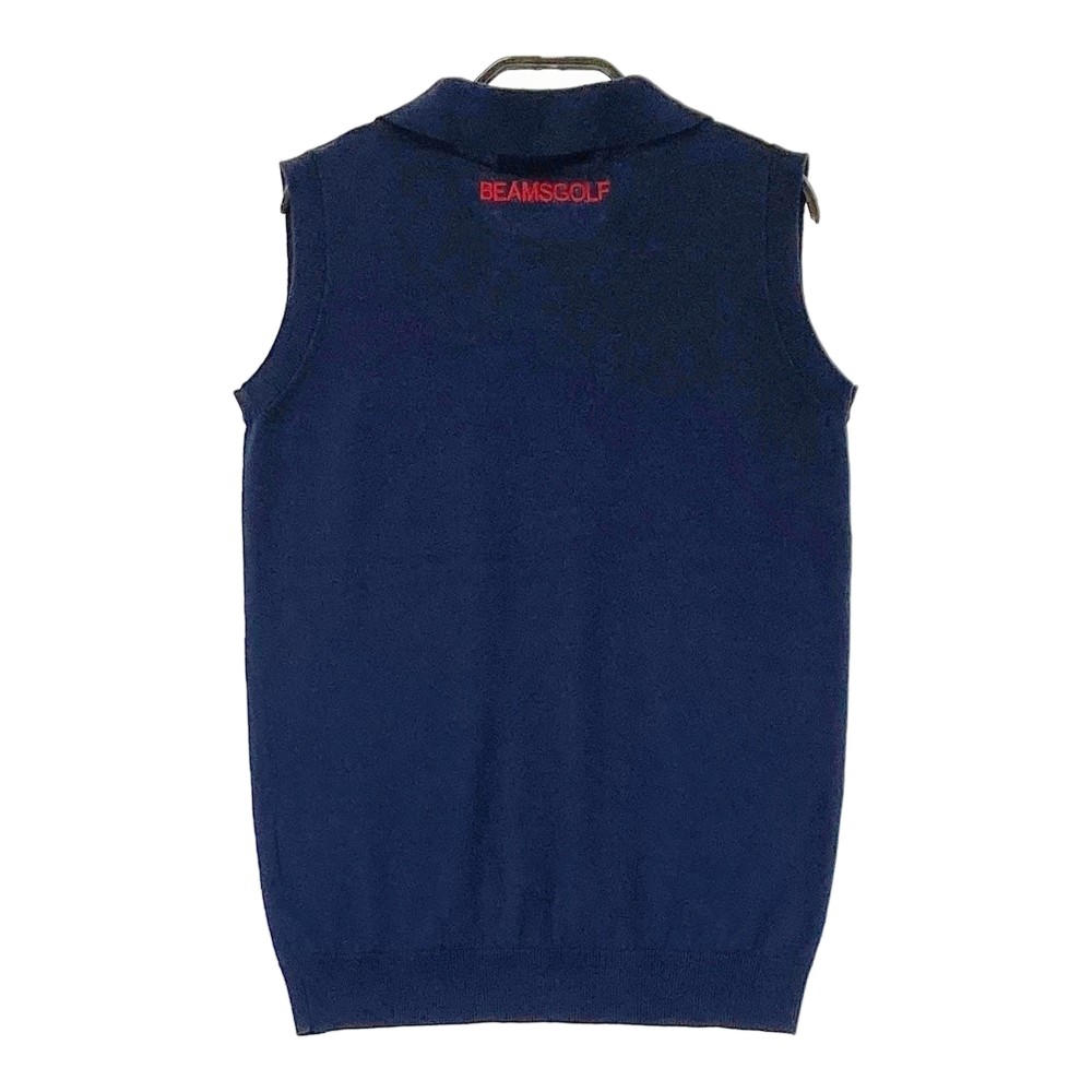 BEAMS GOLF ビームスゴルフ 襟付き　ニットベスト ネイビー系 M 【中古】ゴルフウェア レディース