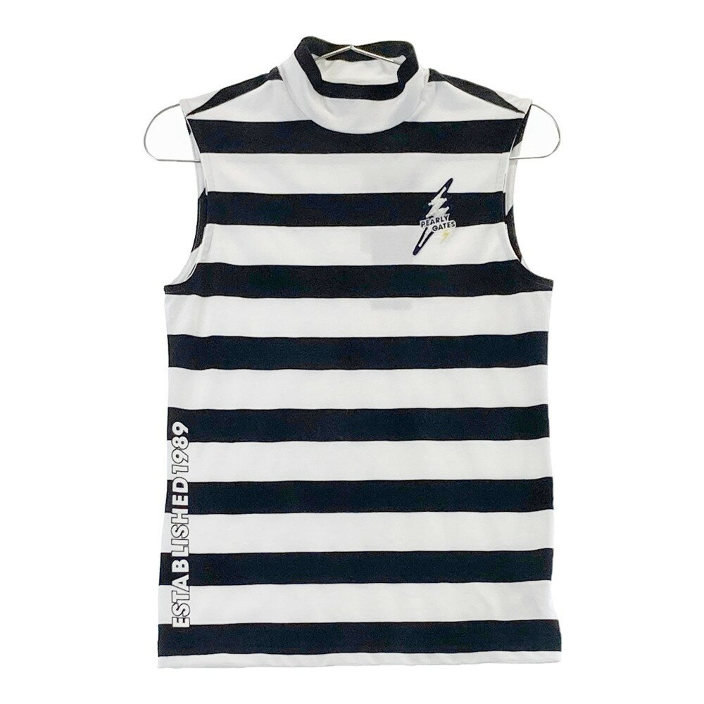 PEARLY GATES パーリーゲイツ 2022年 2267606 ノースリーブハイネックTシャツ ボーダー柄 ホワイト系 00 【中古】ゴルフウェア レディース