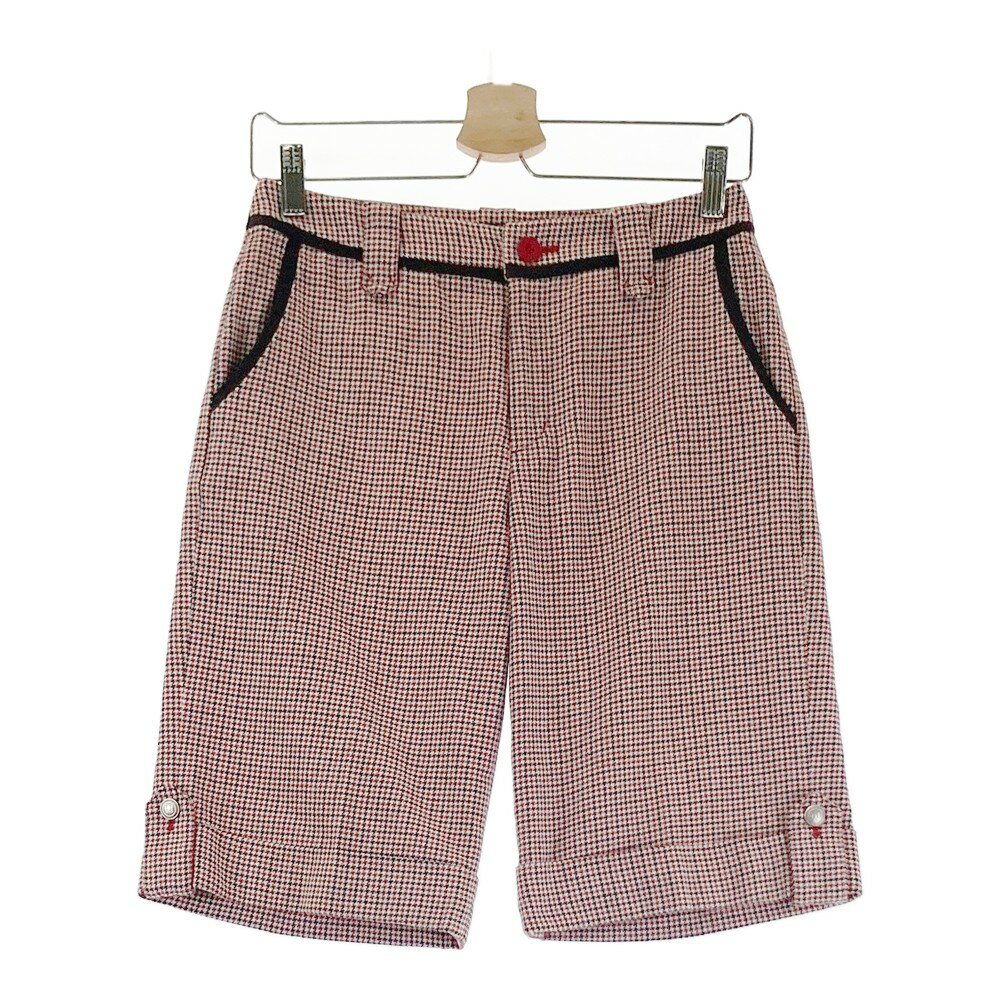 23区 SPORT スポーツ ストレッチ ショートパンツ ハーフ 千鳥柄 レッド系 64 【中古】ゴルフウェア レディース
