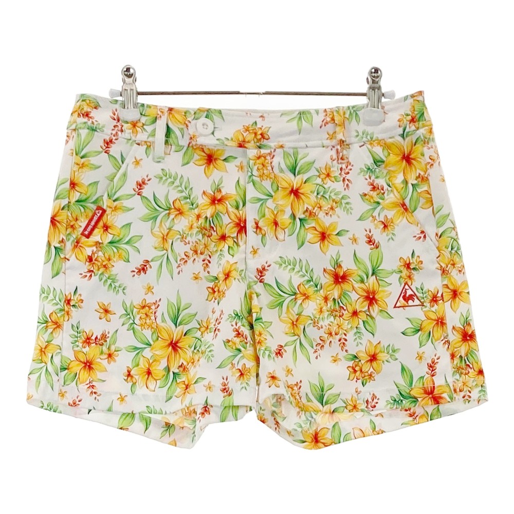 LECOQ GOLF ルコックゴルフ ショートパンツ 花 総柄 ホワイト系 9 【中古】ゴルフウェア レディース