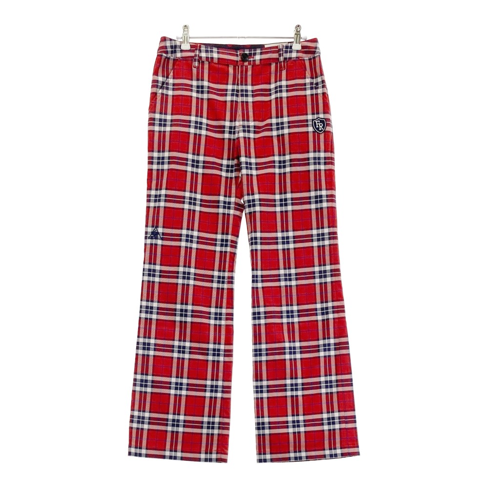 LECOQ GOLF ルコックゴルフ ストレッチ パンツ チェック柄 レッド系 11 【中古】ゴルフウェア レディース