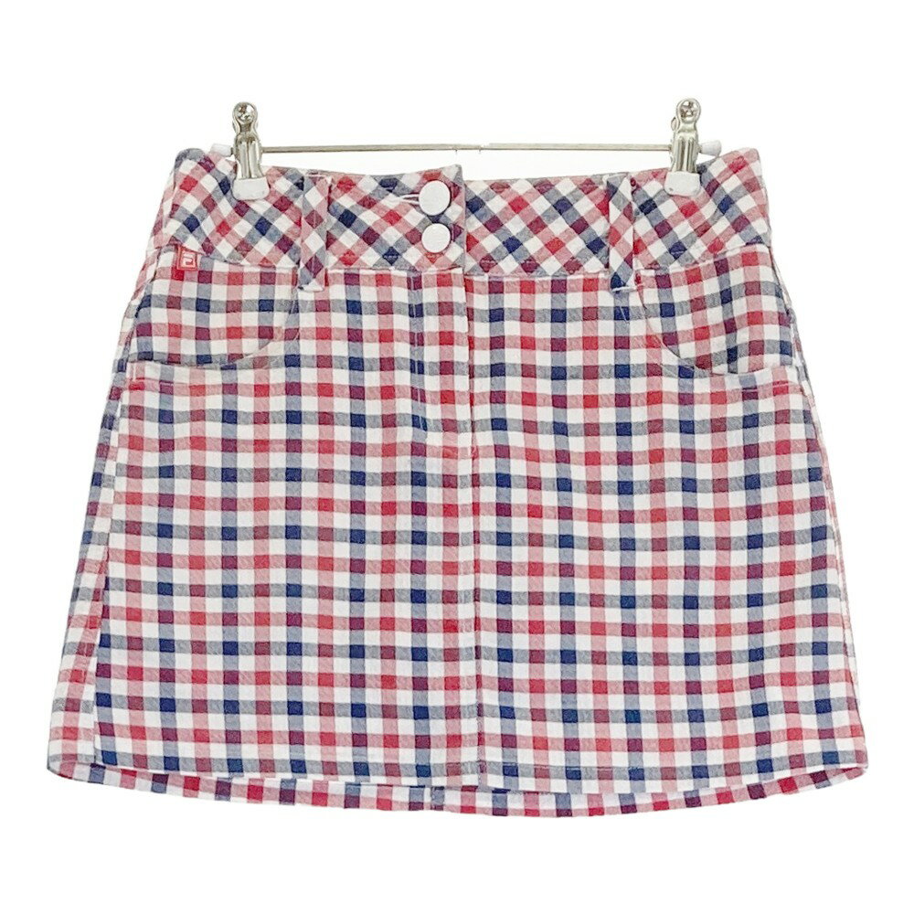 FILA GOLF フィラゴルフ インナー付スカート チェック レッド系 S 【中古】ゴルフウェア レディース