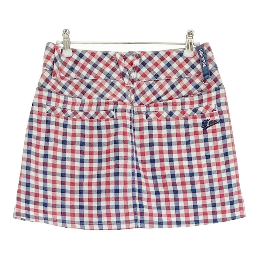 FILA GOLF フィラゴルフ インナー付スカート チェック レッド系 S 【中古】ゴルフウェア レディース