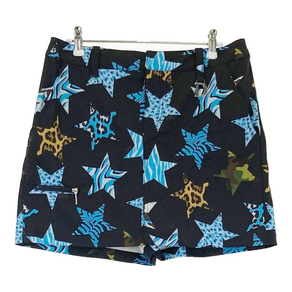 DANCE WITH DRAGON ダンスウィズドラゴン 裏起毛 キュロットスカート 星 アニマル柄 ブラック系 3 【中古】ゴルフウェア レディース