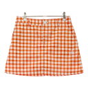 LECOQ GOLF ルコックゴルフ インナー付 スカート シアサッカー チェック柄 オレンジ系 9 【中古】ゴルフウェア レディース