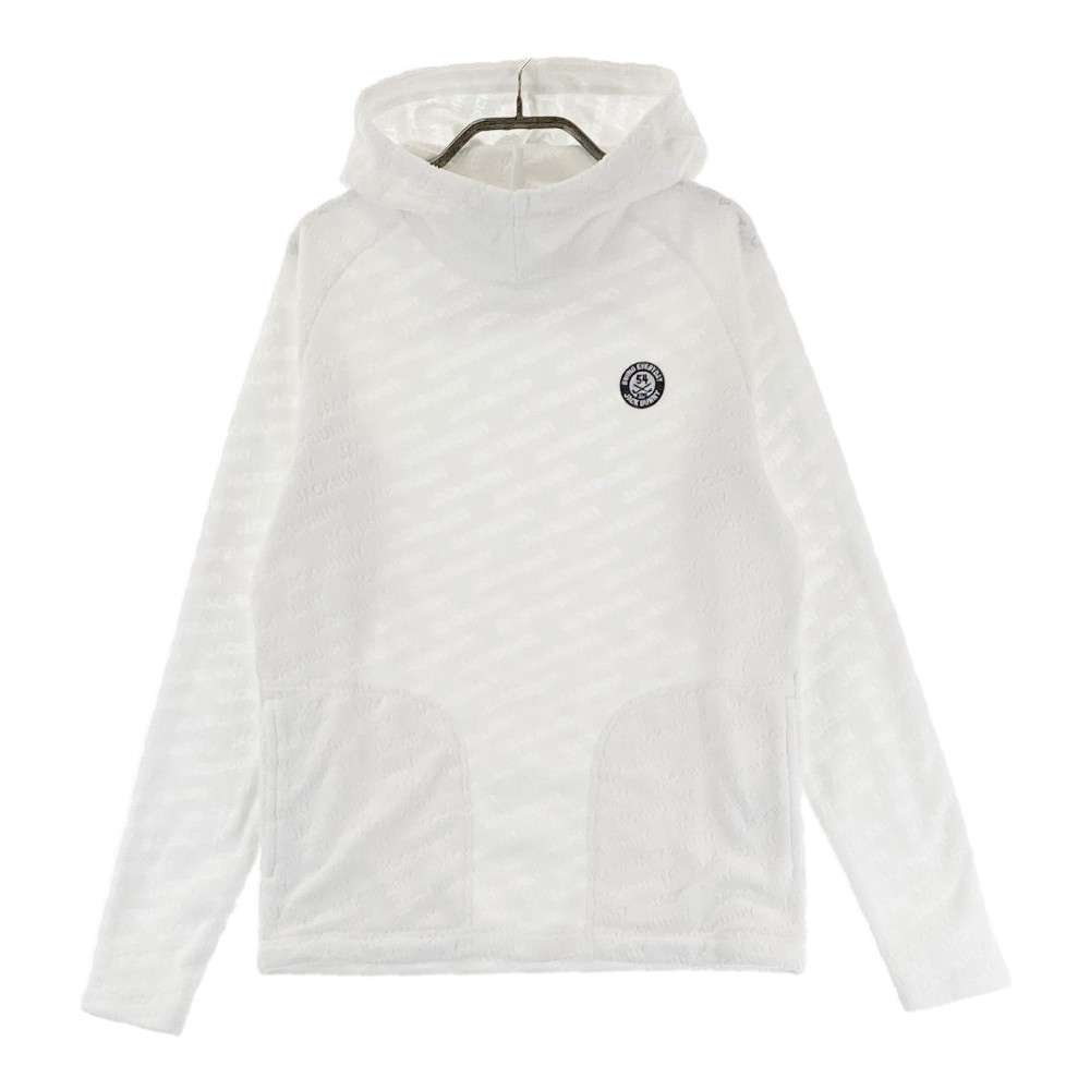 JACK BUNNY ジャックバニー 長袖パーカー パイル地 ロゴ 総柄 ホワイト系 0 【中古】ゴルフウェア レディース