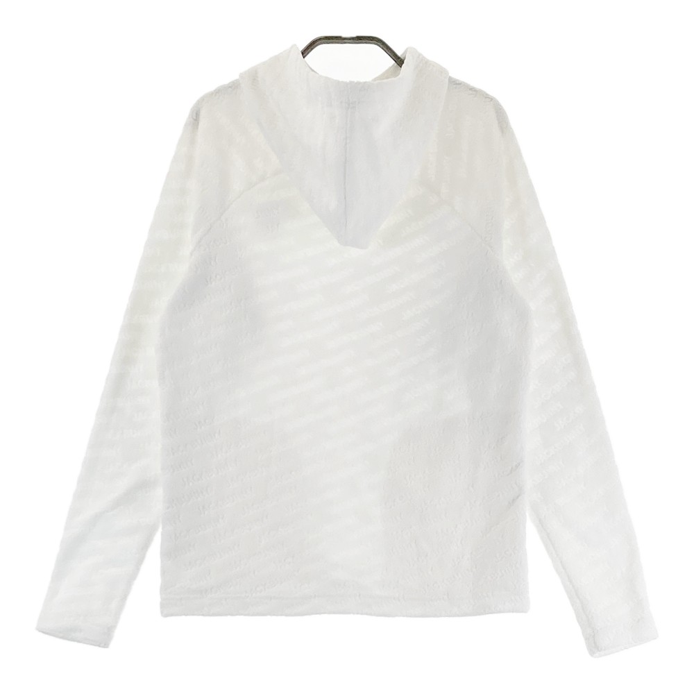 JACK BUNNY ジャックバニー 長袖パーカー パイル地 ロゴ 総柄 ホワイト系 0 【中古】ゴルフウェア レディース