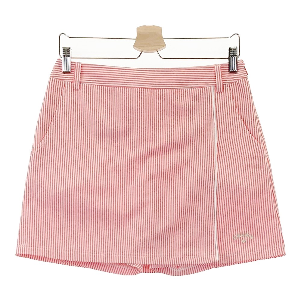 CALLAWAY キャロウェイ インナー付 スカート シアサッカー ストライプ柄 ピンク系 L 【中古】ゴルフウェア レディース