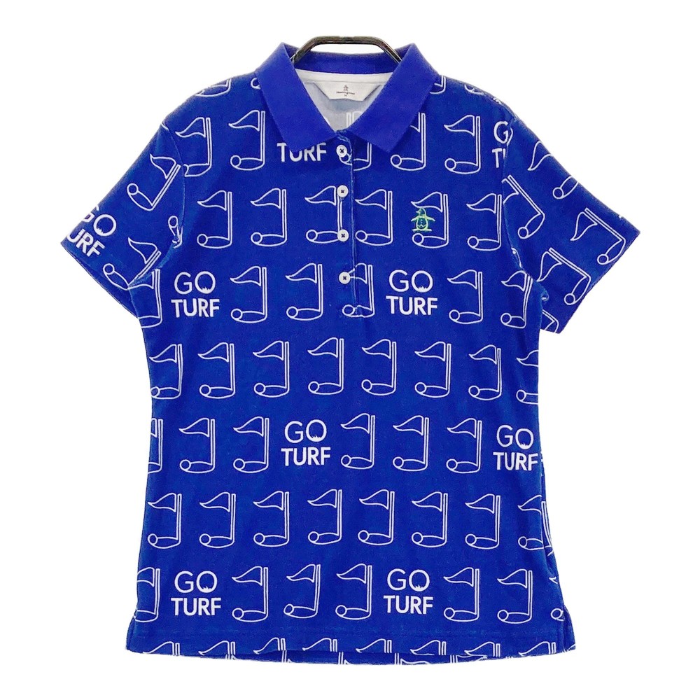 MUNSING WEAR マンシングウェア パイル地 半袖ポロシャツ 総柄 ブルー系 M 【中古】ゴルフウェア レディース
