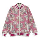 PEARLY GATES パーリーゲイツ メッシュ ニット ジップジャケット 花 総柄 ピンク系 1 【中古】ゴルフウェア レディース