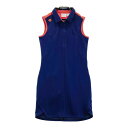 DESCENTE GOLF デサントゴルフ ハーフジップ ノースリーブワンピース ネイビー系 M 【中古】ゴルフウェア レディース