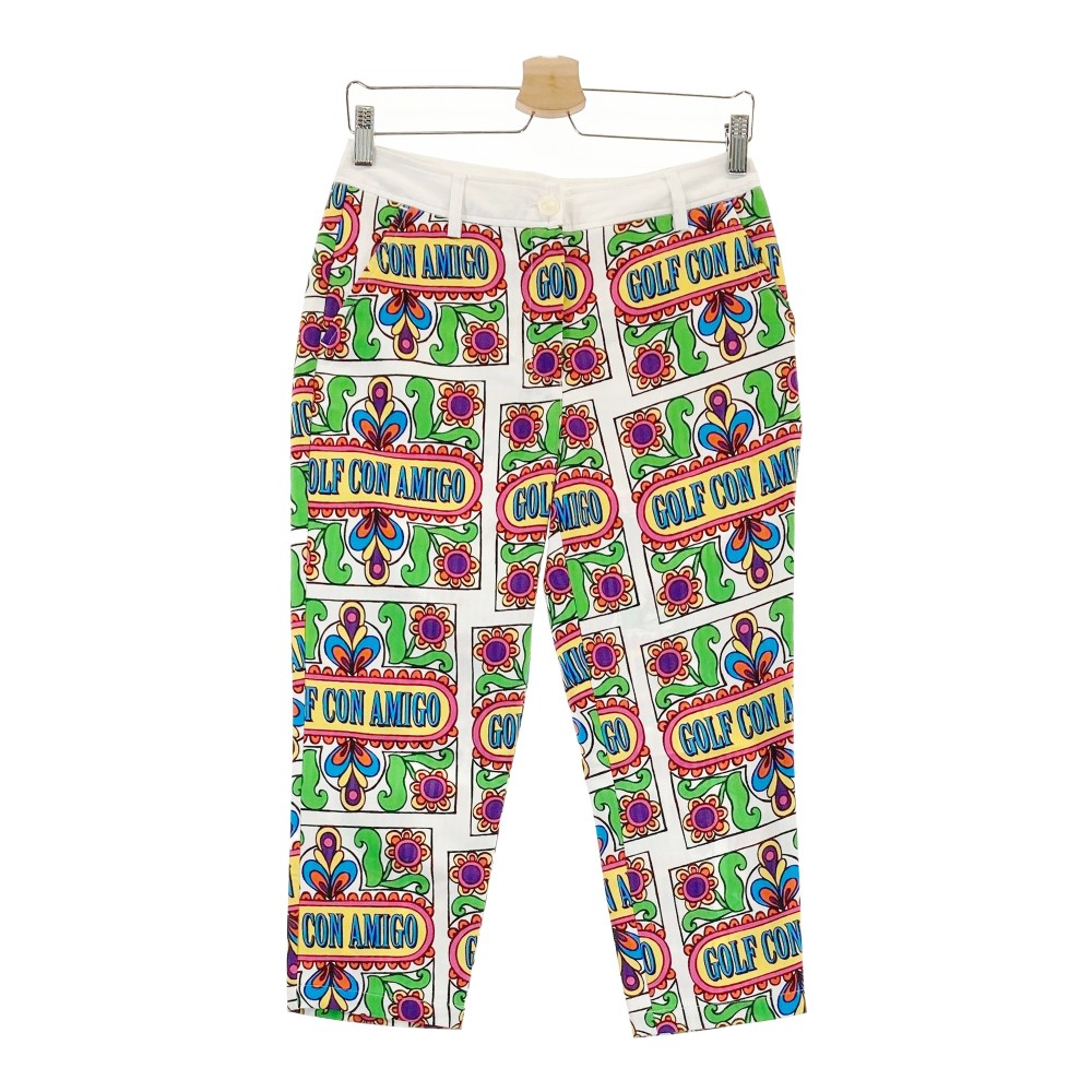 CALLAWAY キャロウェイ クロップドパンツ 総柄 ホワイト系 M 【中古】ゴルフウェア レディース