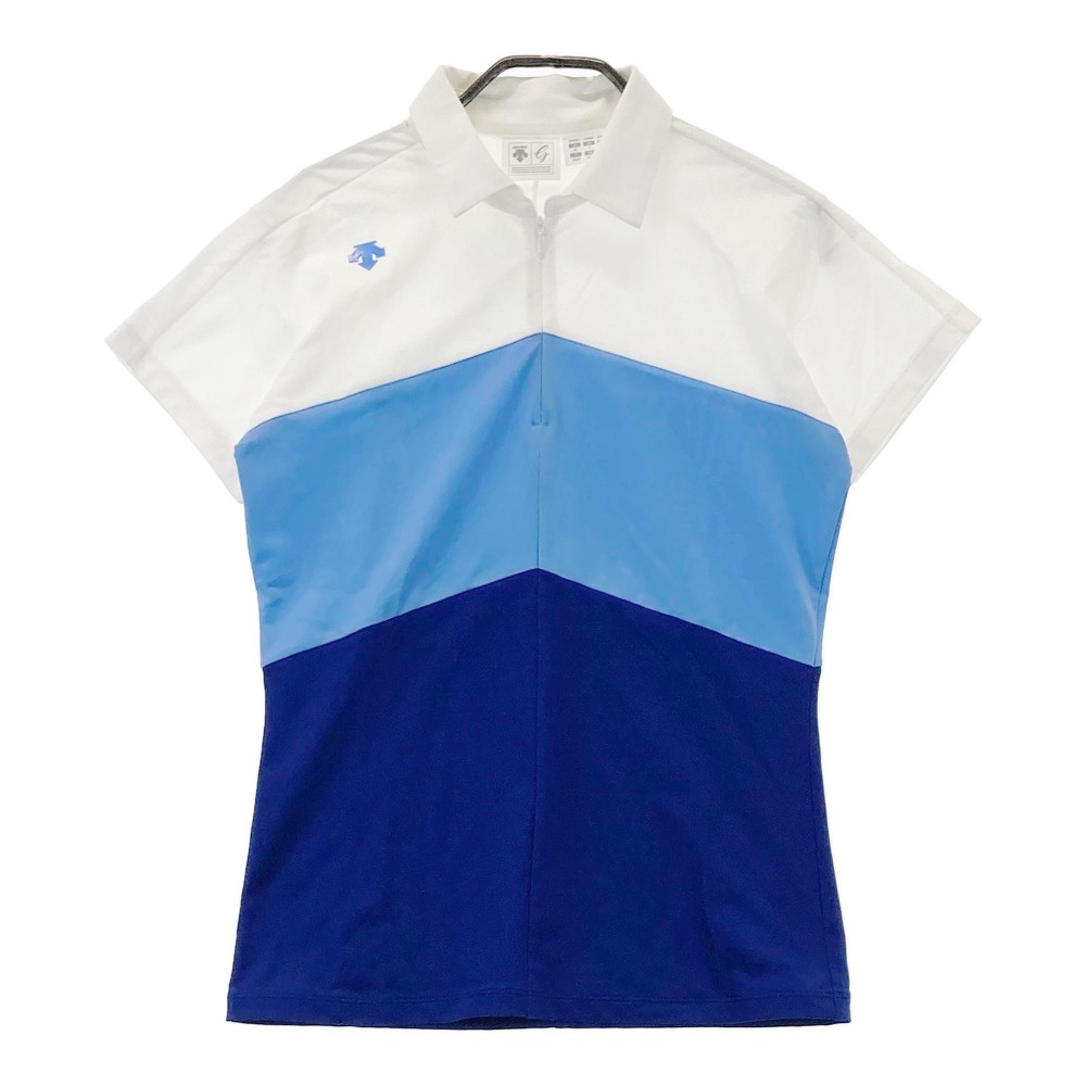 DESCENTE GOLF デサントゴルフ ハーフジップ 半袖ポロシャツ ホワイト系 M 【中古】ゴルフウェア レデ..