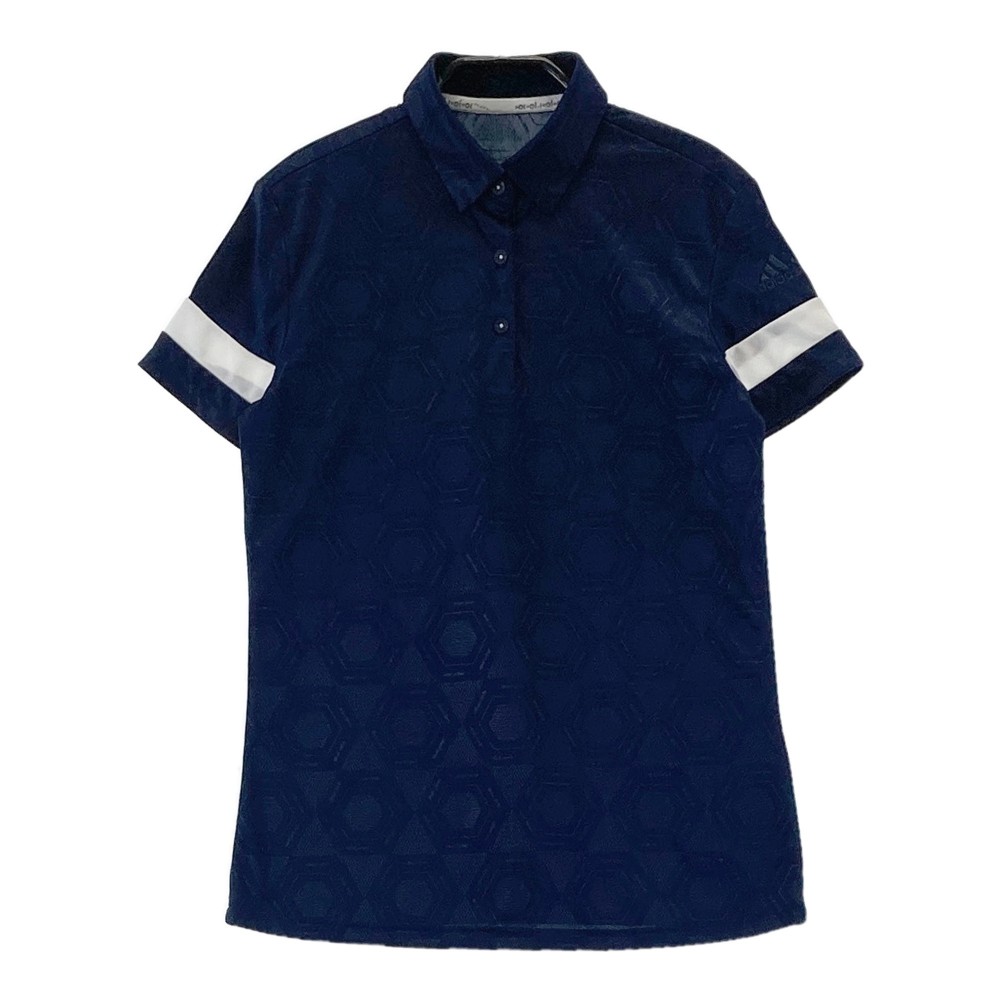 ADIDAS GOLF アディダスゴルフ 半袖ポロシャツ 総柄 ネイビー系 M 【中古】ゴルフウェア レディース