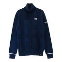 NEW BALANCE ニューバランス タートルネック ニットセーター チェック柄 ネイビー系 1 【中古】ゴルフウェア レディース