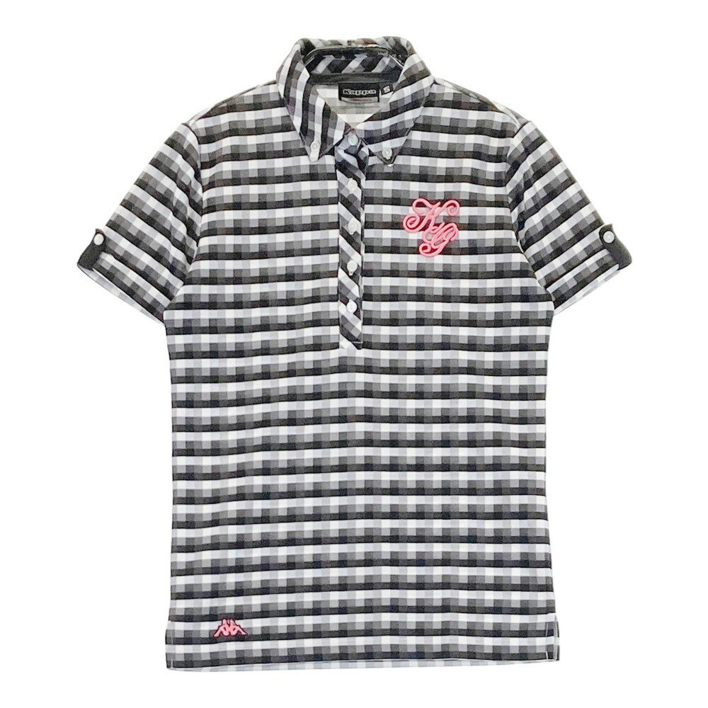 KAPPA GOLF カッパゴルフ 半袖ポロシャツ ボタンダウン ブロックチェック グレー系 S 【中古】ゴルフウェア レディース