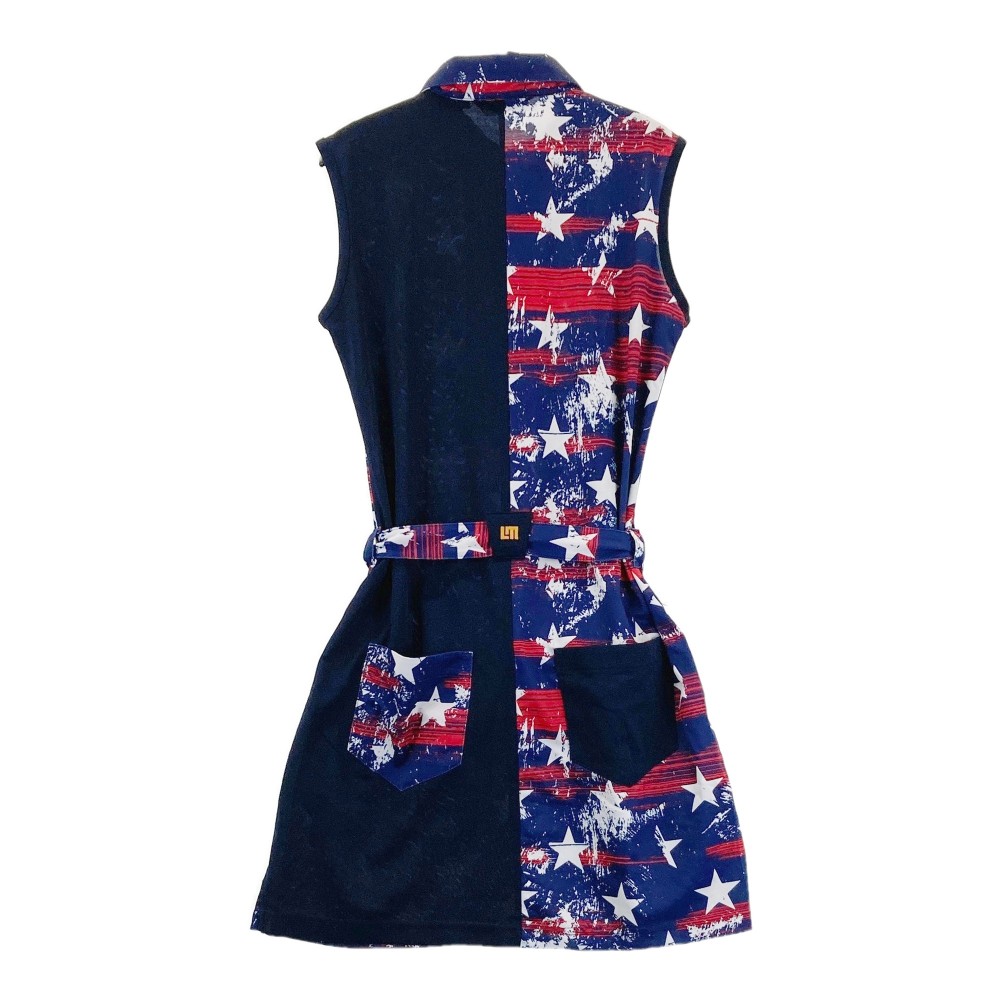 LOUD MOUTH ラウドマウス 2022年モデル ノースリーブワンピース プリマスロック 星 総柄 ネイビー系 M 【中古】ゴルフウェア レディース