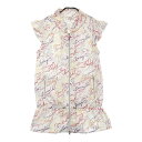 M.U SPORTS エムユースポーツ メッシュ半袖 ジップワンピース チュニック 総柄 ホワイト系 42 【中古】ゴルフウェア レディース