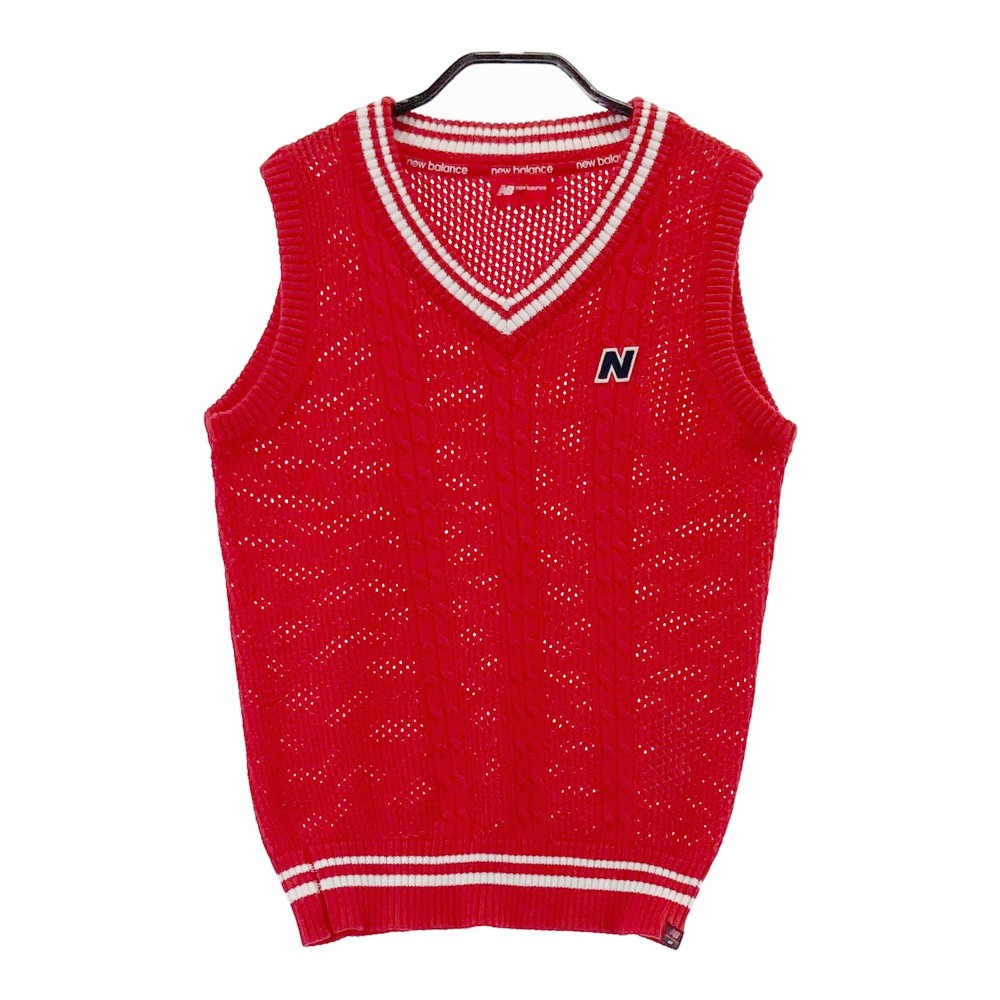 NEW BALANCE ニューバランス ニットベスト レッド系 1 【中古】ゴルフウェア レディース