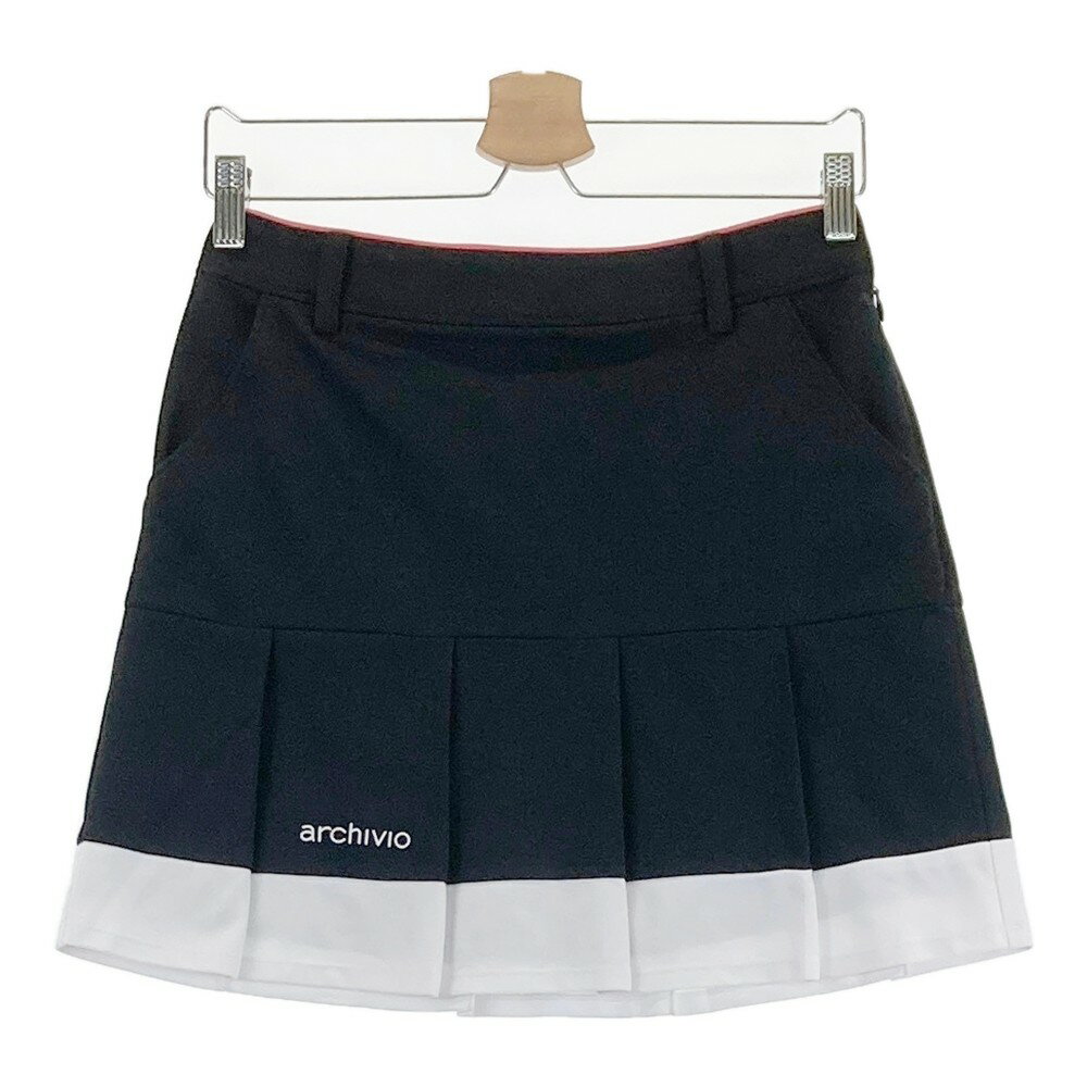 ARCHIVIO アルチビオ 裏地付 プリーツスカート ブラック系 38 【中古】ゴルフウェア レディース
