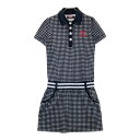 BLUE CRUSH ブルークラッシュ 半袖ワンピース チェック柄 ブラック系 M 【中古】ゴルフウェア レディース
