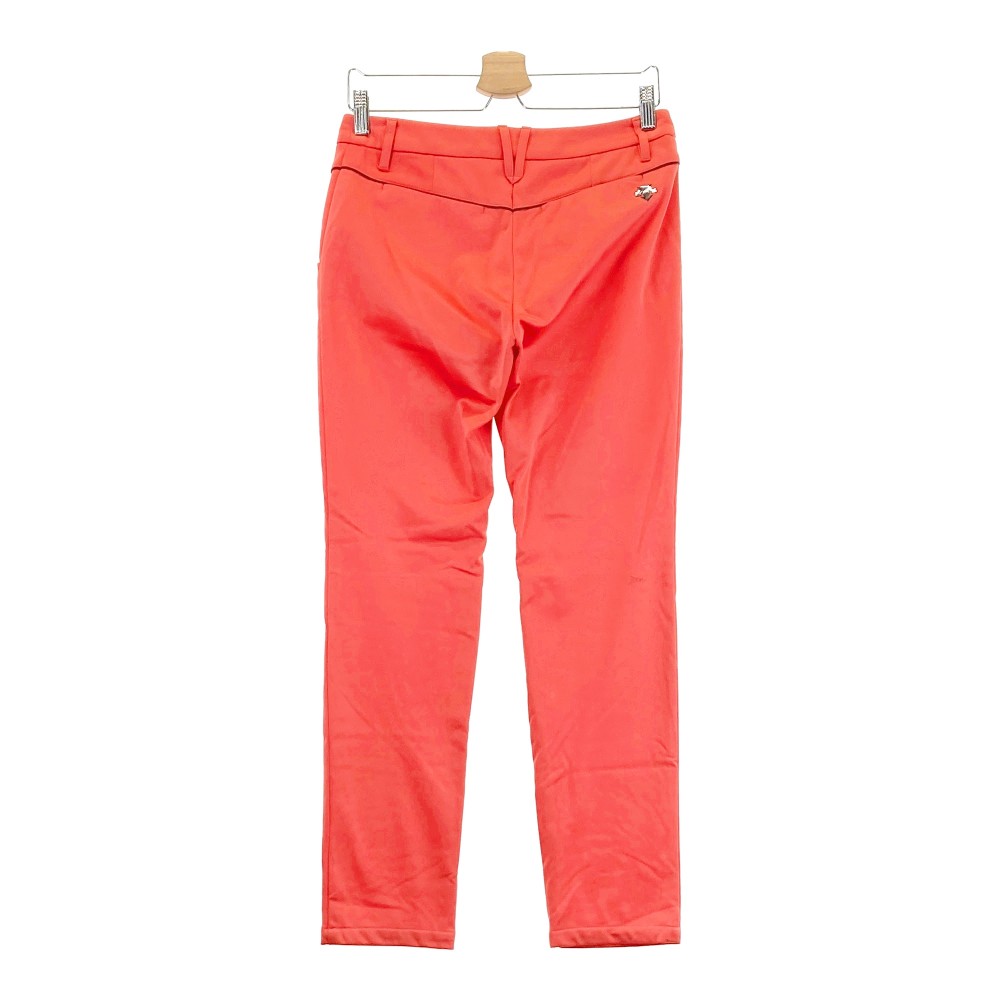 DESCENTE GOLF デサントゴルフ 裏起毛 ロングパンツ オレンジ系 L 【中古】ゴルフウェア レディース