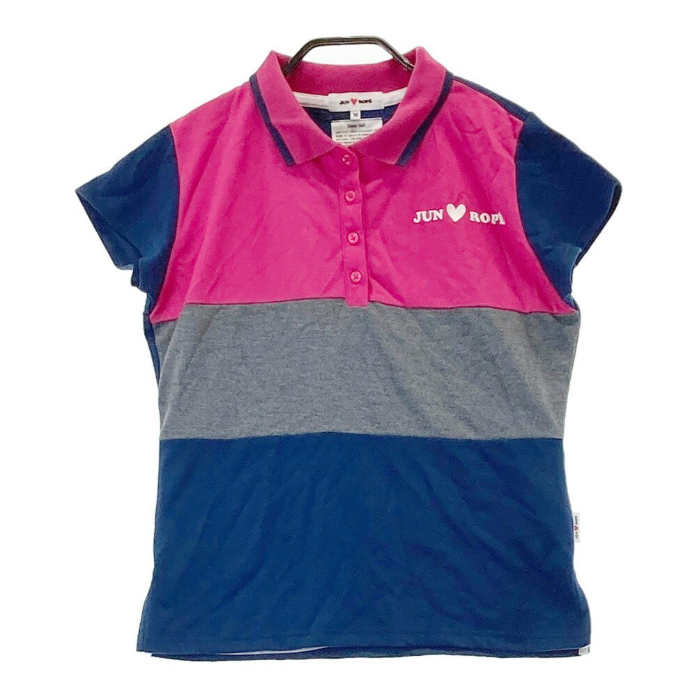 JUN&ROPE ジュン アンド ロペ 半袖ポロシャツ ネイビー系 M 【中古】ゴルフウェア レディース