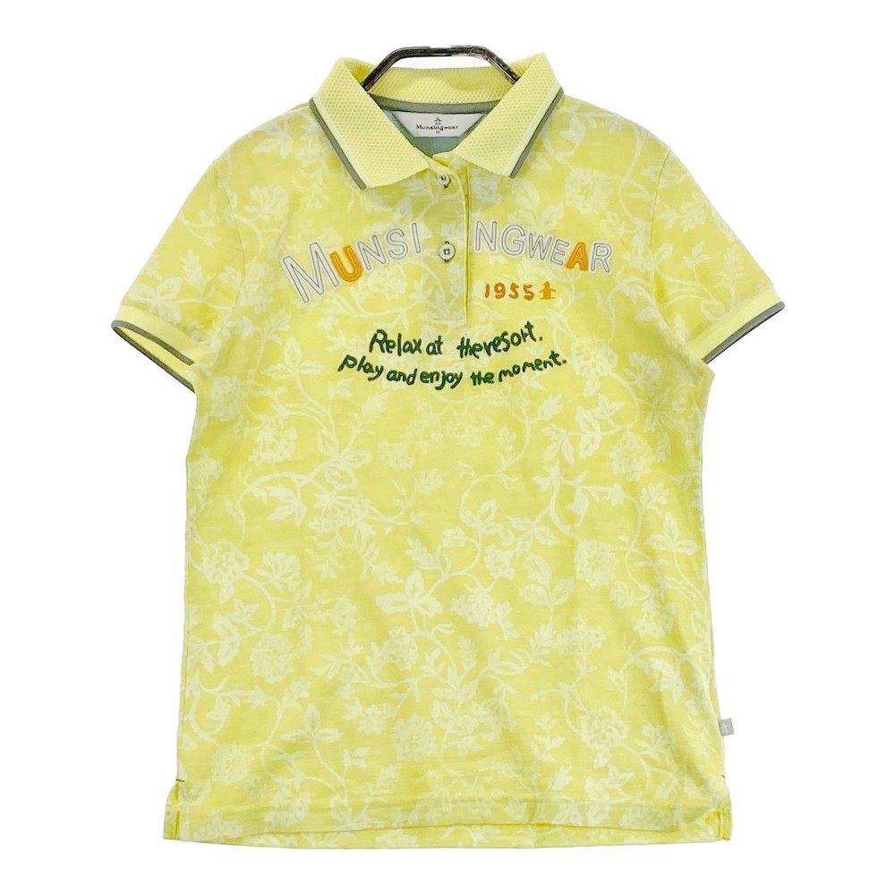 MUNSING WEAR マンシングウェア 半袖ポロシャツ 総柄 イエロー系 M 【中古】ゴルフウェア レディース