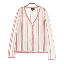PEARLY GATES パーリーゲイツ ニット カーディガン ストライプ柄 ホワイト系 1 【中古】ゴルフウェア レディース