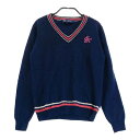 23区GOLF ニジュウサンクゴルフ ウール Vネック ニットセーター ネイビー系 2 【中古】ゴルフウェア レディース