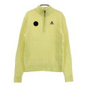 LECOQ GOLF ルコックゴルフ カシミヤ混 ハーフジップ ニットセーター イエロー系 L 【中古】ゴルフウェア レディース