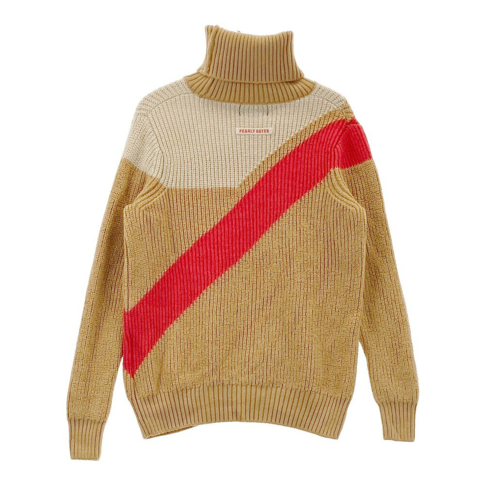 PEARLY GATES パーリーゲイツ ウール タートルネック 長袖ニットセーター ベージュ系 0 【中古】ゴルフウェア レディース