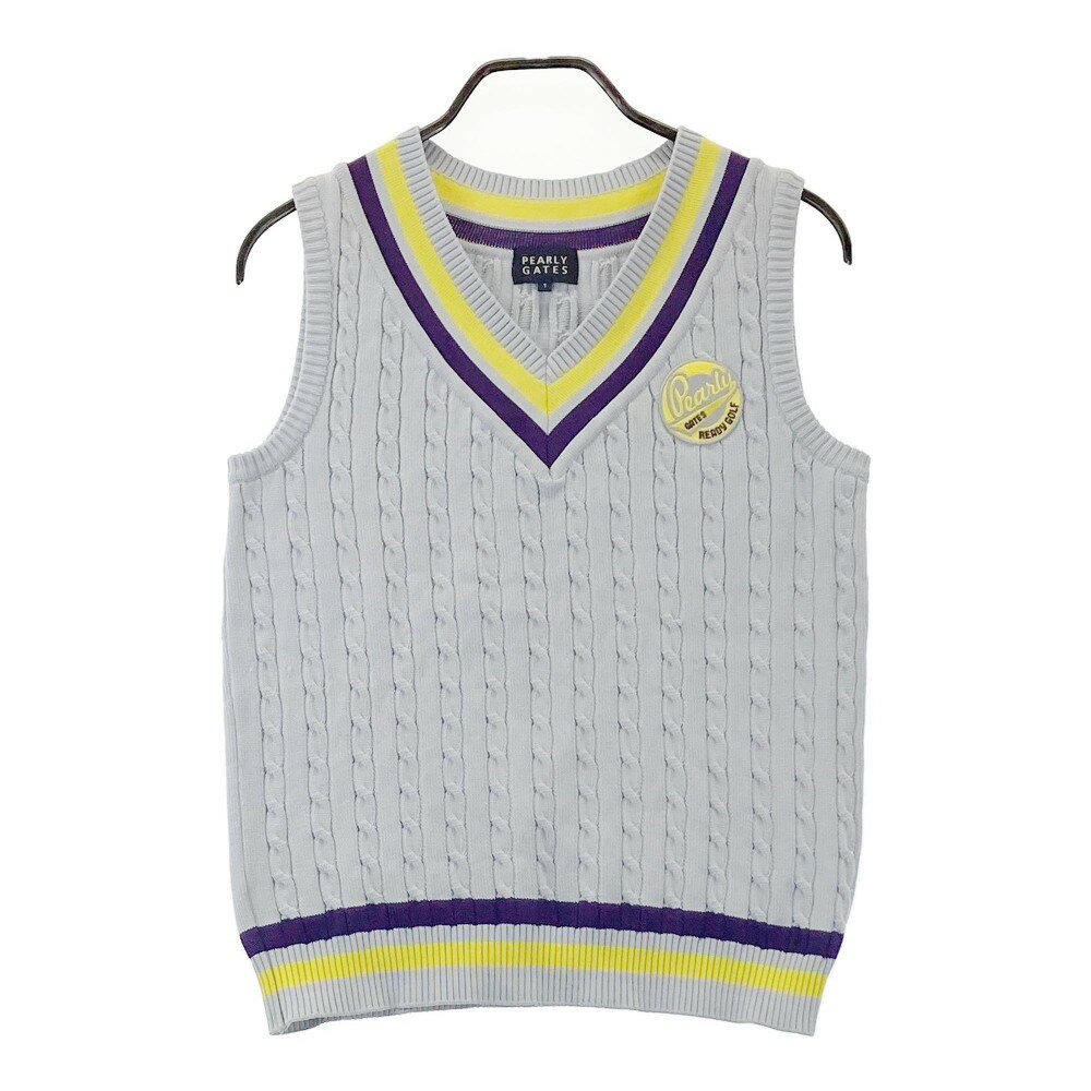 PEARLY GATES パーリーゲイツ ニットベスト ブルー系 1 【中古】ゴルフウェア レディース