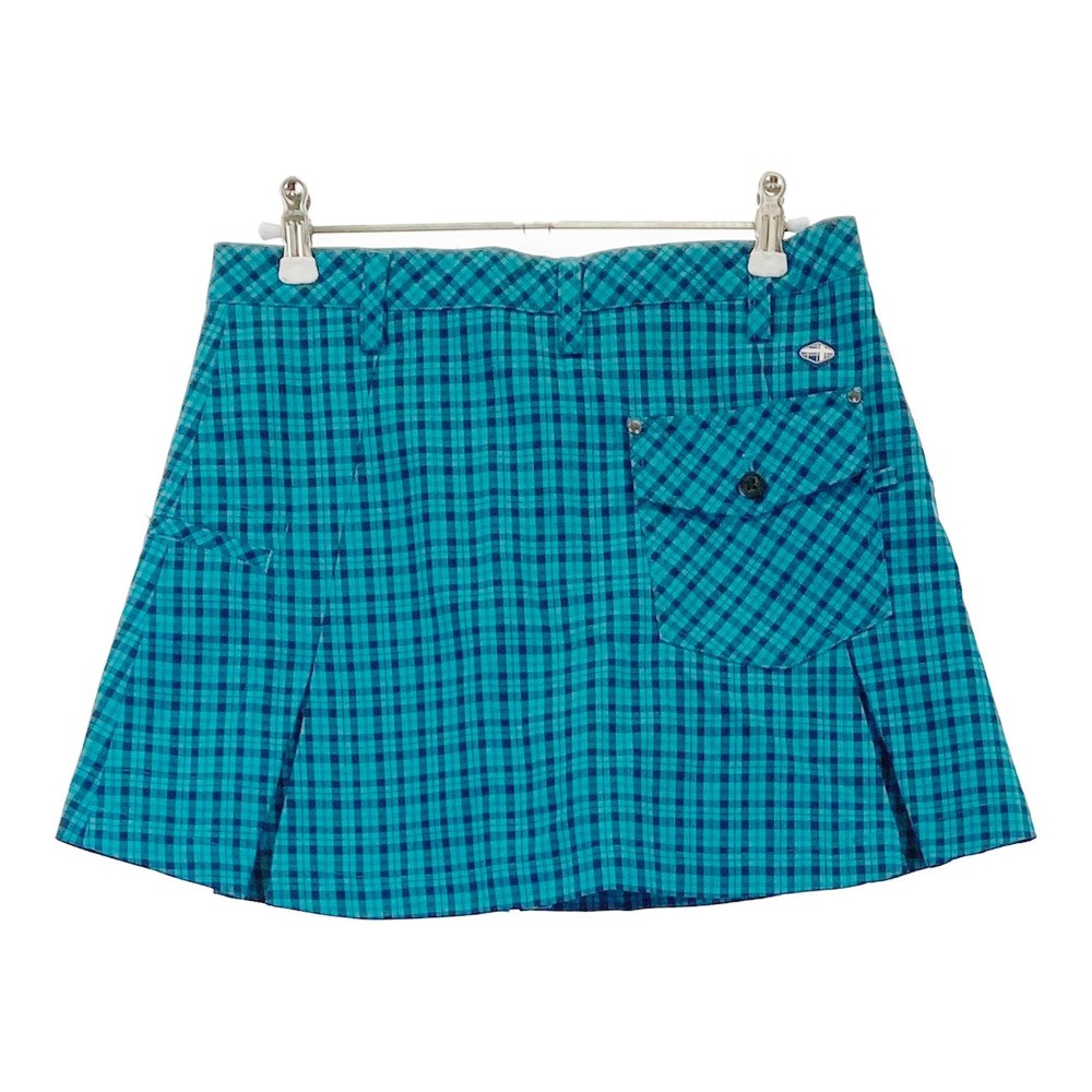 FIDRA フィドラ インナー付スカート チェック柄 ブルー系 S 【中古】ゴルフウェア レディース