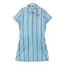 PARADISO パラディーゾ 半袖ワンピース ストライプ柄 ブルー系 L 【中古】ゴルフウェア レディース