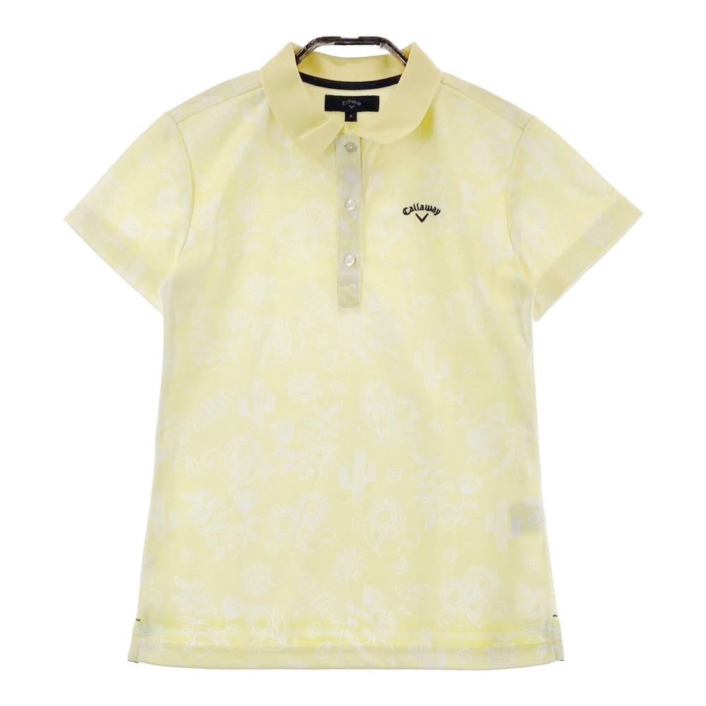CALLAWAY キャロウェイ 半袖ポロシャツ 総柄 イエロー系 S 【中古】ゴルフウェア レディース