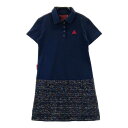 LECOQ GOLF ルコックゴルフ 半袖ポロワンピース ニットスカート ネイビー系 M 【中古】ゴルフウェア レディース