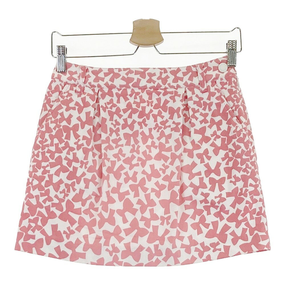 23区GOLF ニジュウサンクゴルフ ストレッチスカート リボン柄 ホワイト系 58 【中古】ゴルフウェア レ..